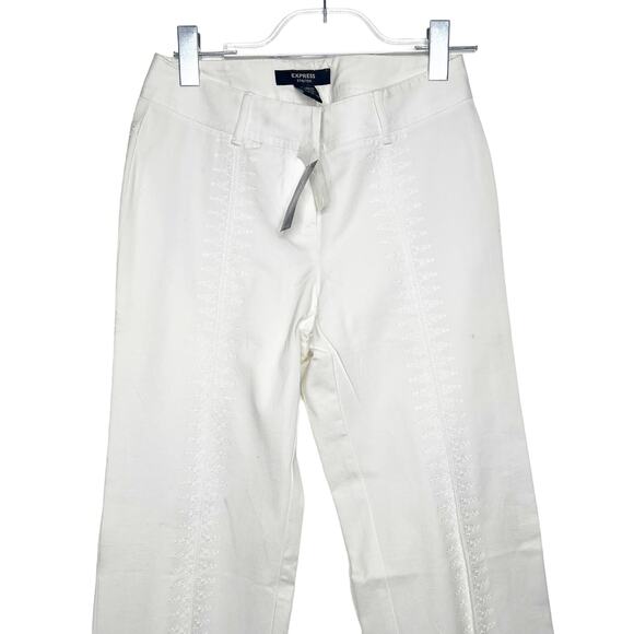 EXPRESS NWT Stretch Embroidered Straight Leg Dress Pants High Rise White Size 1 - Picture 4 of 9